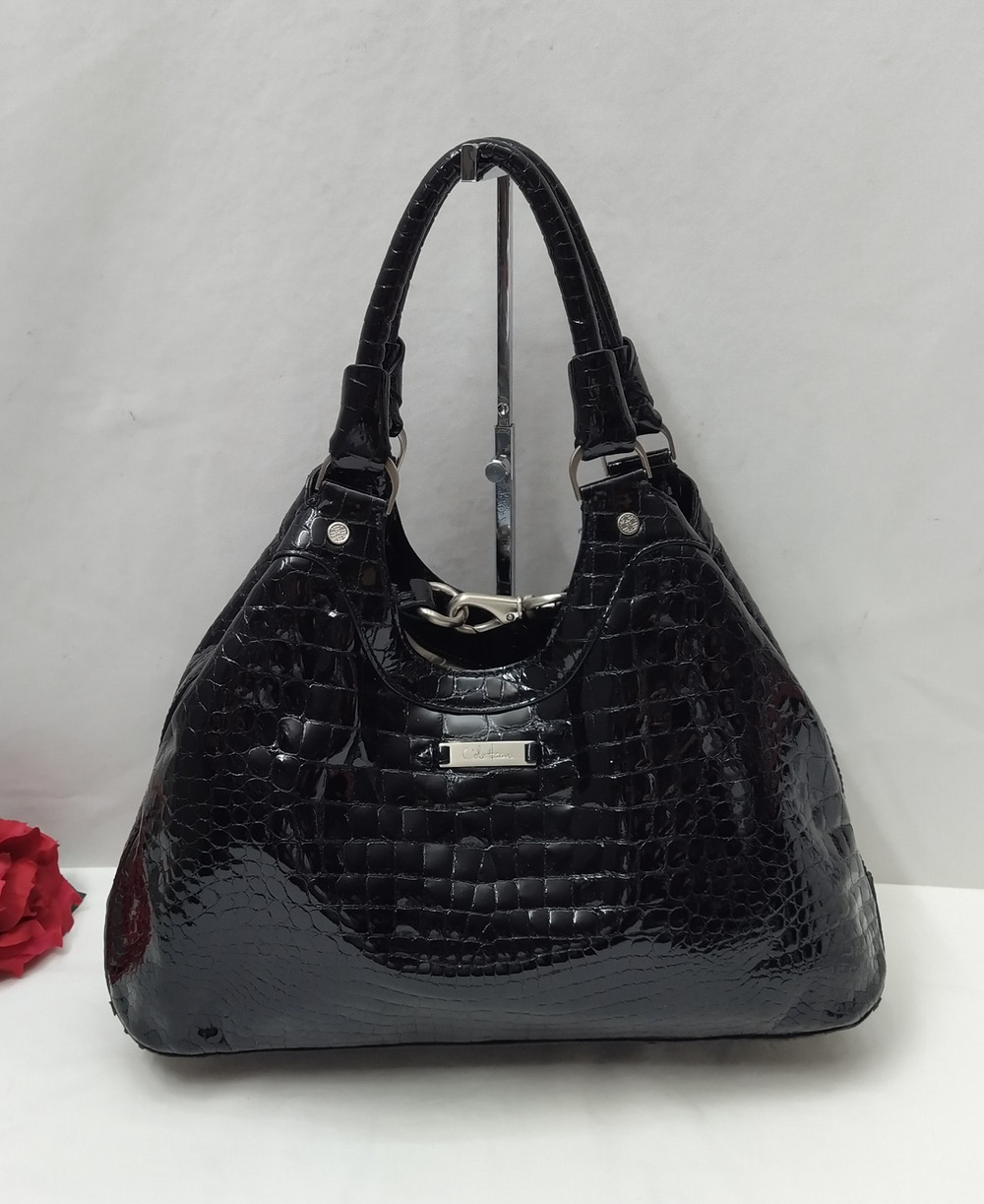 Cole Haan Black Patent Leather Double Handles Shoulder Bag